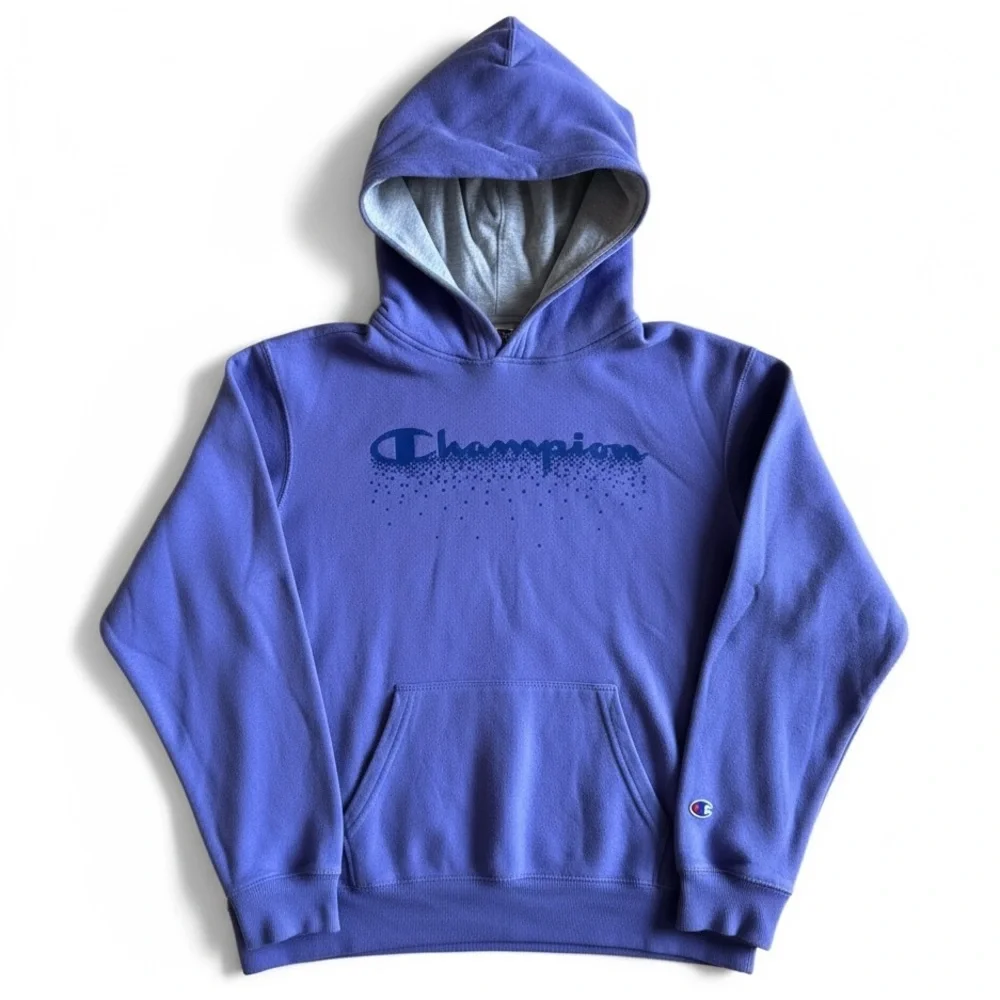 Champion Purple Logo Hoodie Sweatshirt Sporty Soft Pullover School Youth Size XL